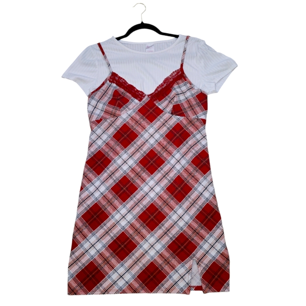 Plaid orage and White Women's Slip Dress